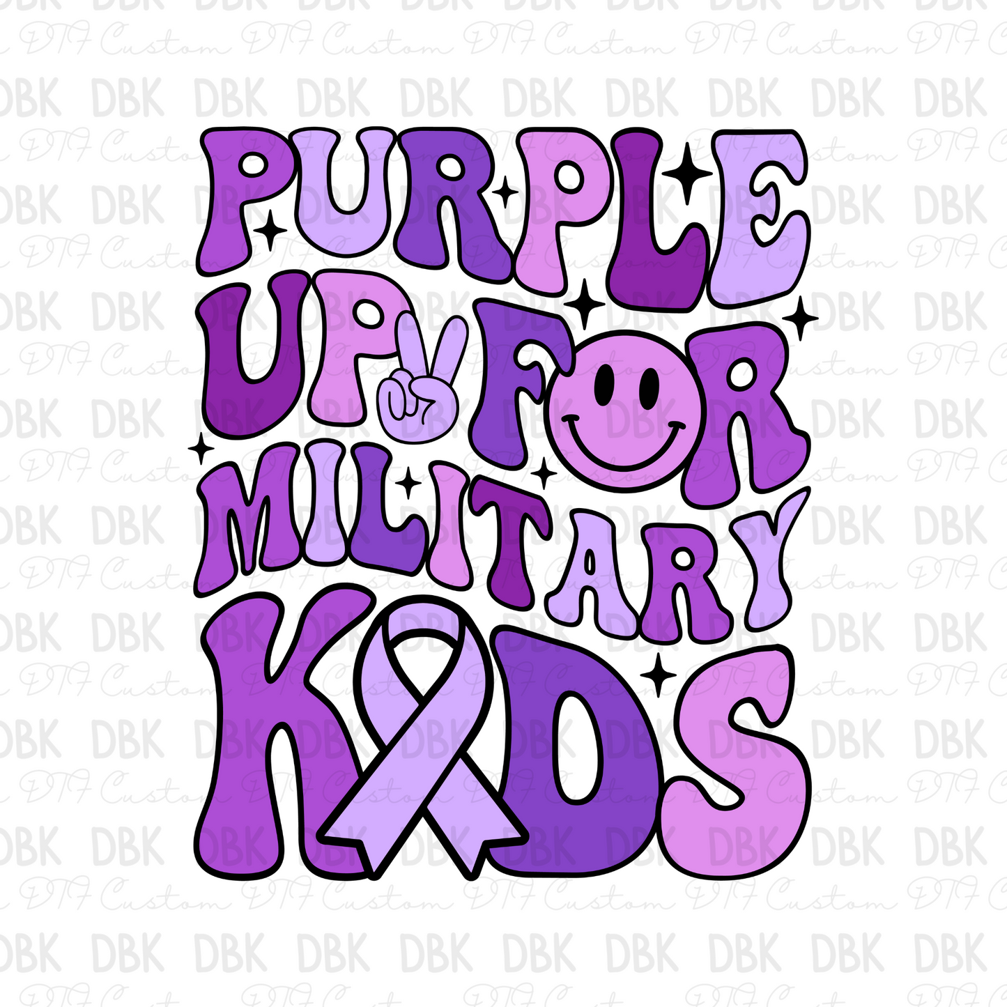 Purple up for military kids DTF Transfer WHITE