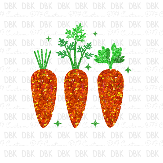 Faux Glitter Carrots DTF Transfer W38
