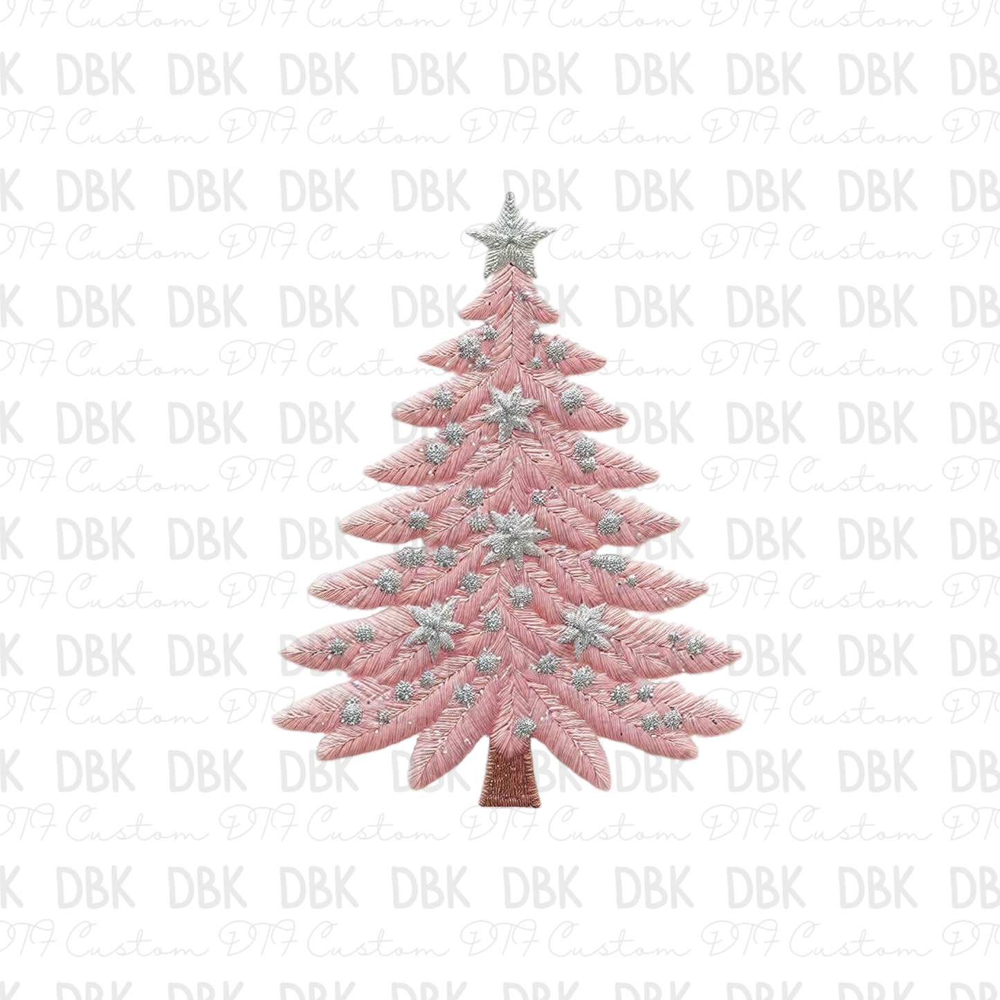Pink Christmas Tree DTF transfer E298