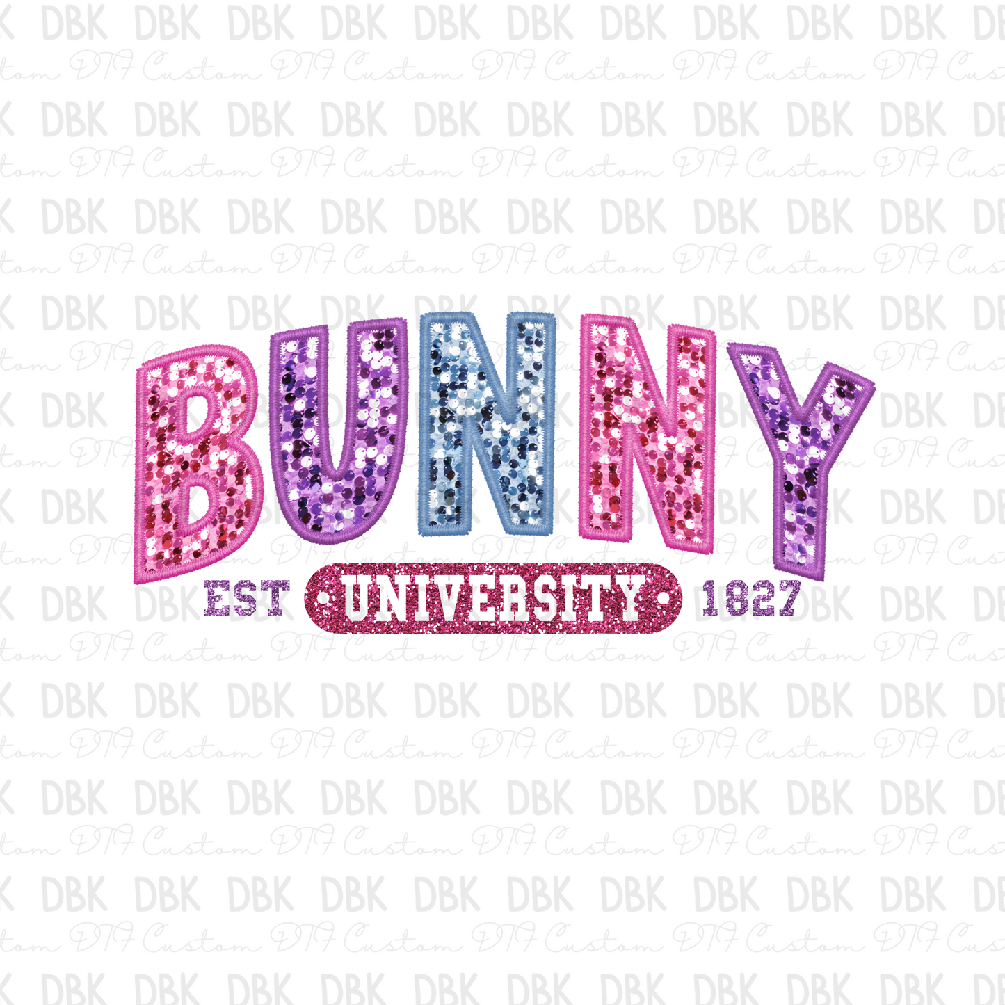 Bunny University DTF transfer W4