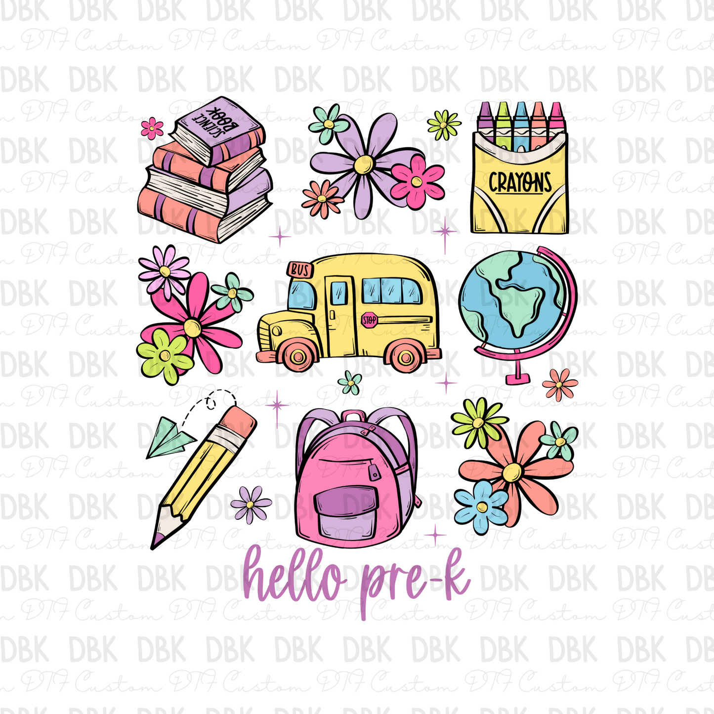 Hello Pre-K (girl) DTF transfer A52