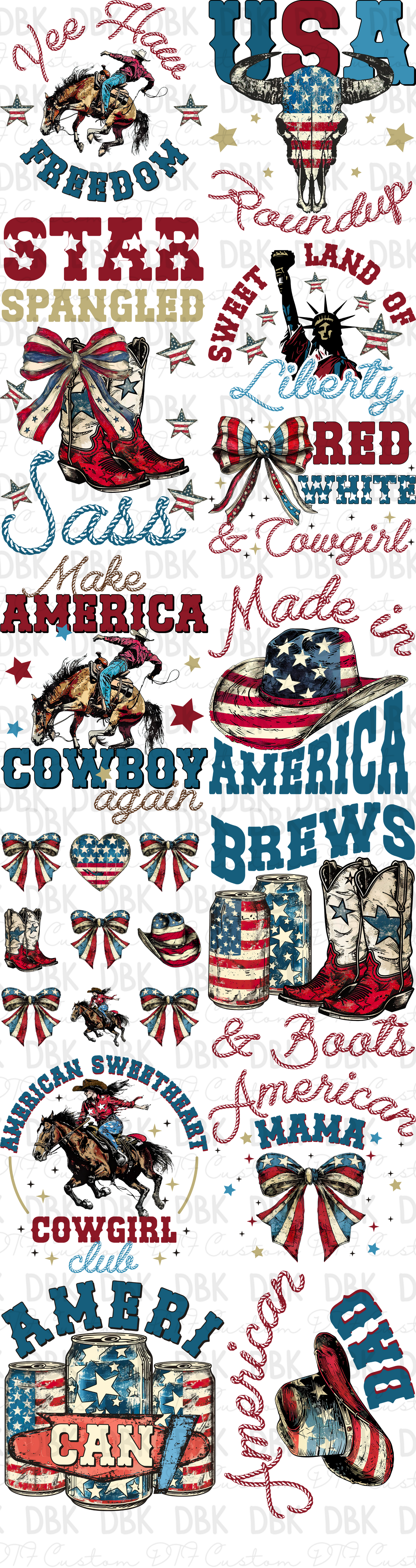 RWB Western Pre-Made Gang Sheet P47