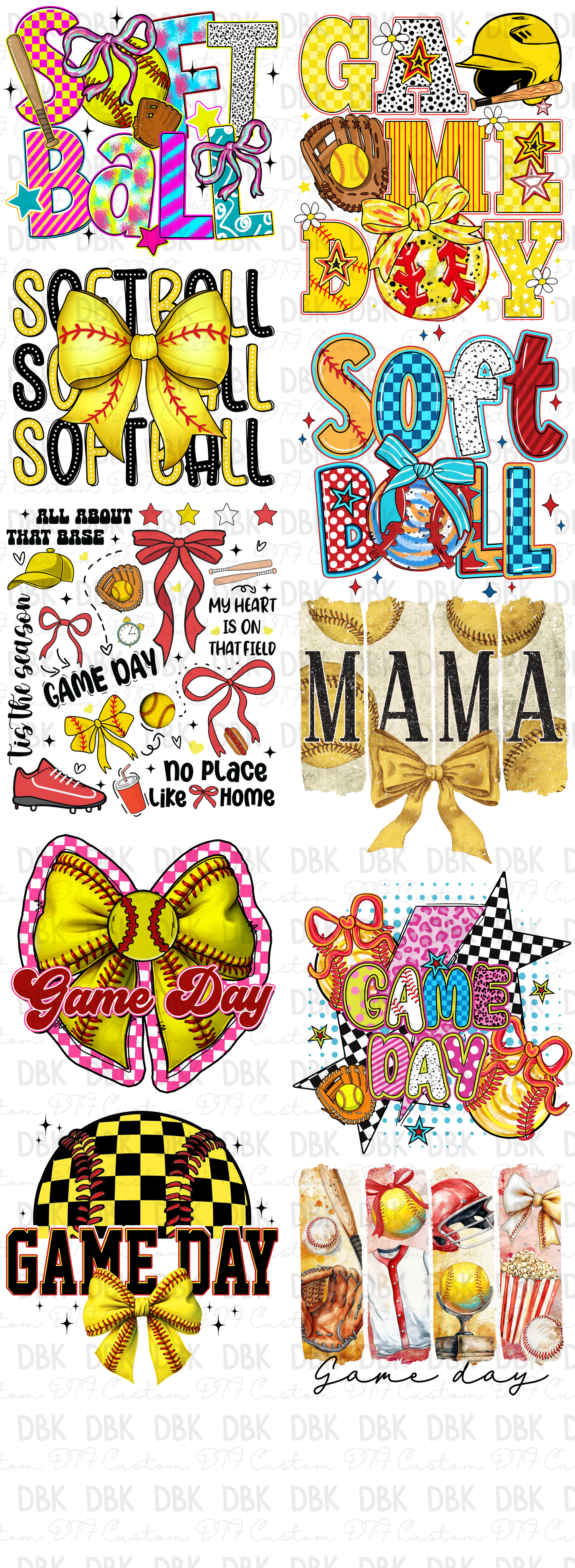 Softball Pre-Made Gang Sheet P174