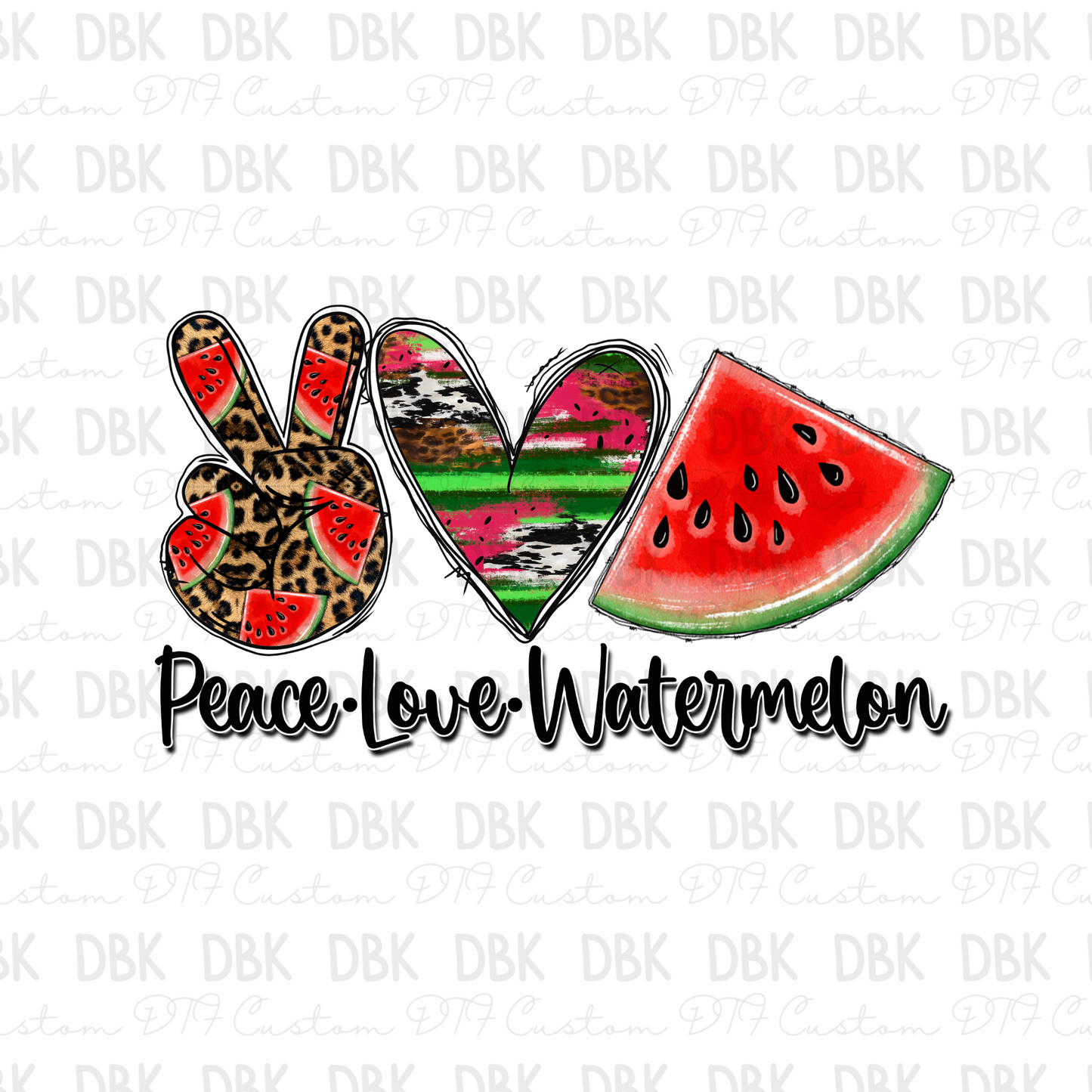 Peace love watermelon DTF transfer S112