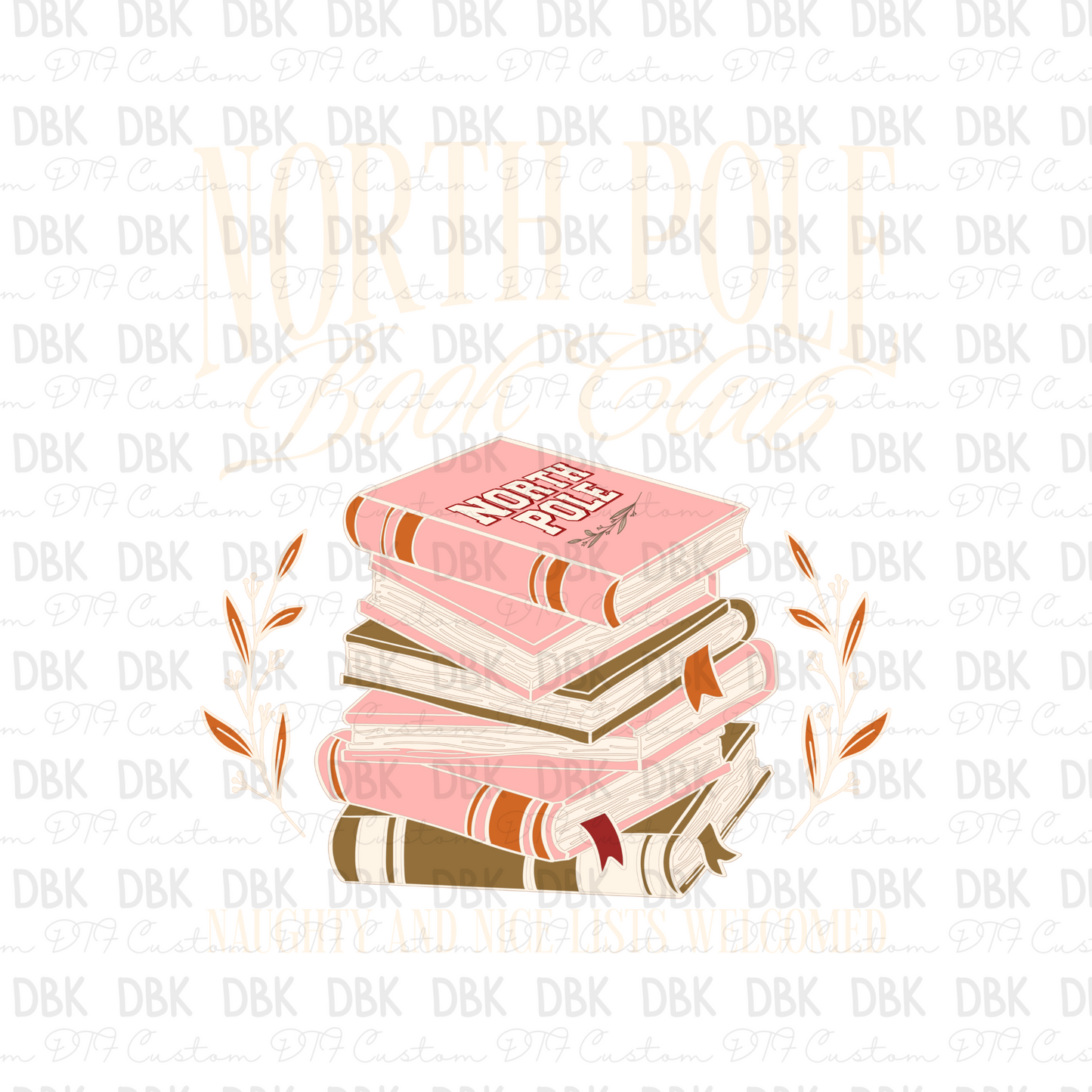 North Pole book club DTF Transfer CREAM E225