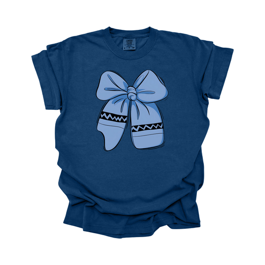 Blue Crayon Bow DTF Transfer