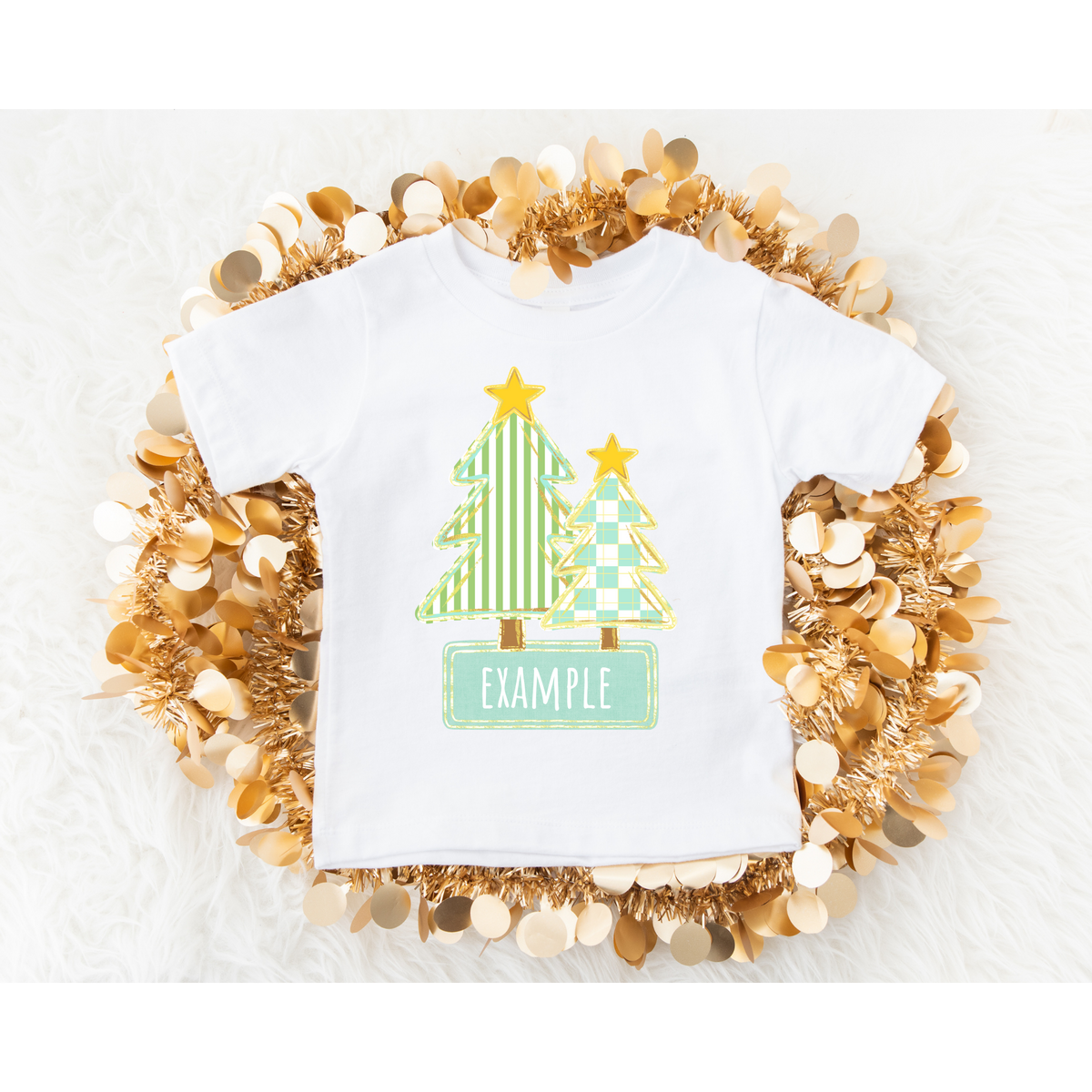 Green Trees Christmas Custom name DTF Transfer ONLY