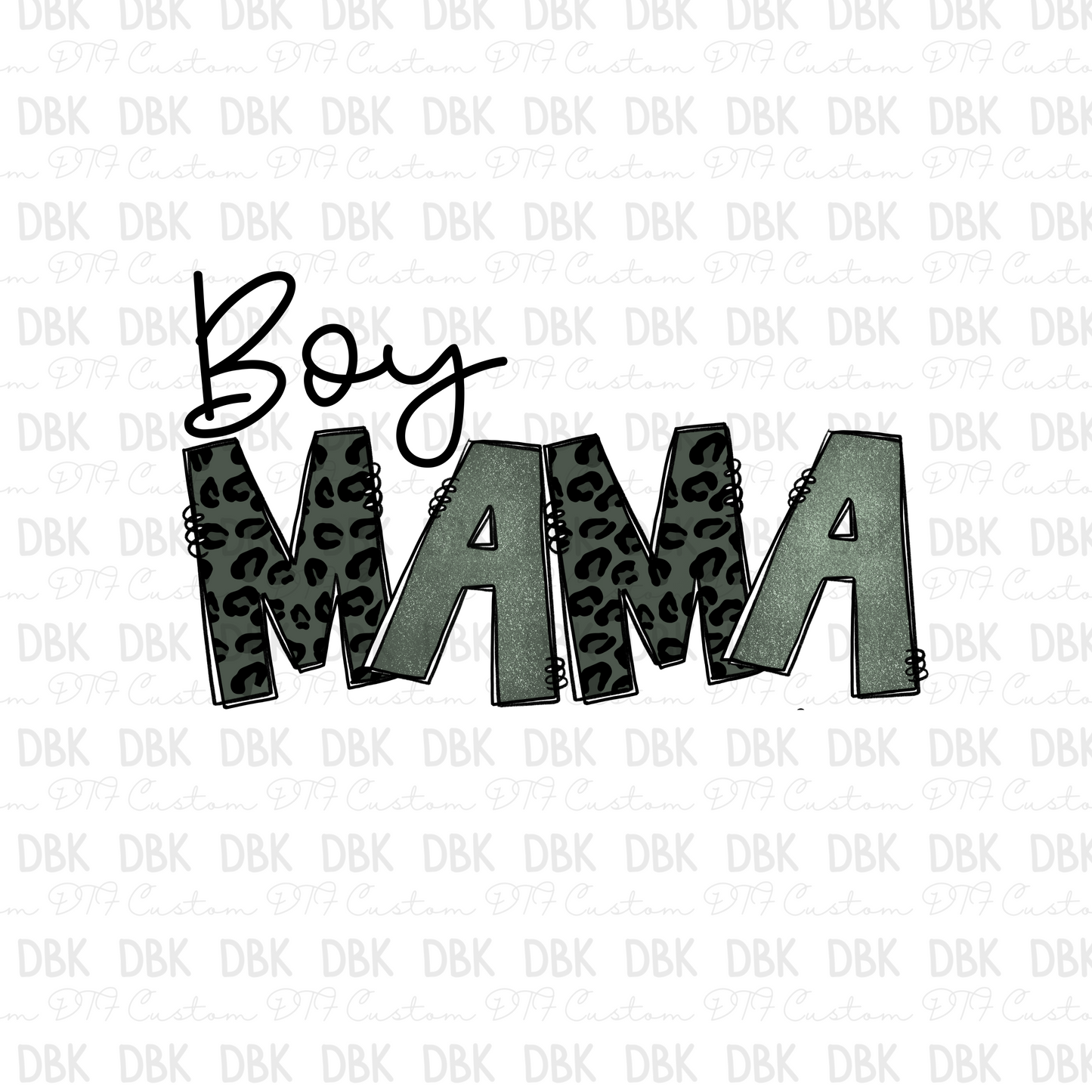 Boy Mama green DTF transfer N119
