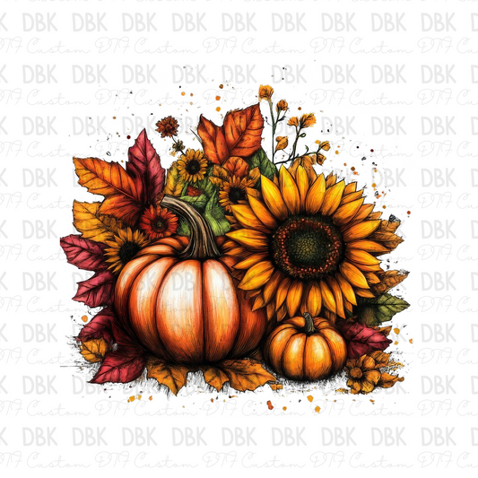Sunflower & pumpkin DTF Transfer F119