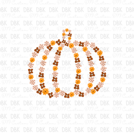 Floral Pumpkin DTF Transfer FS8