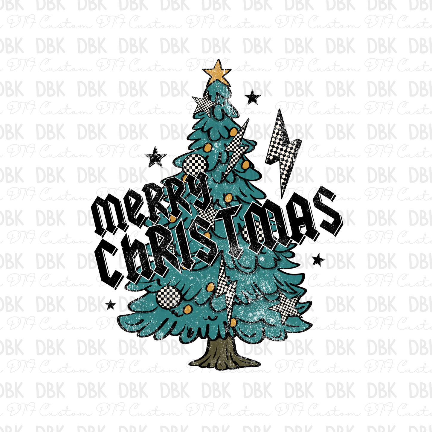 Merry Christmas Green Tree DTF Transfer E222