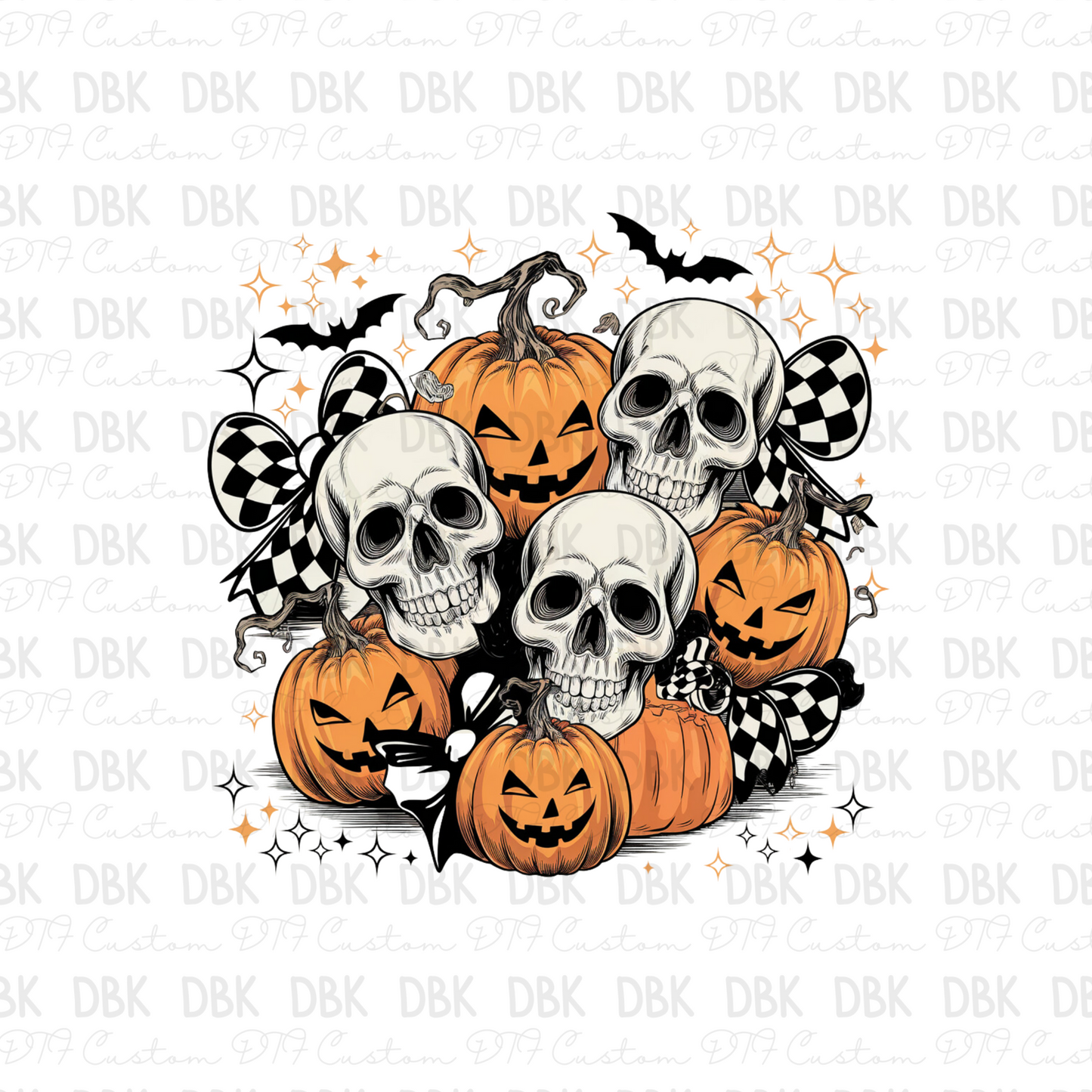 Skulls & pumpkins DTF transfer H207