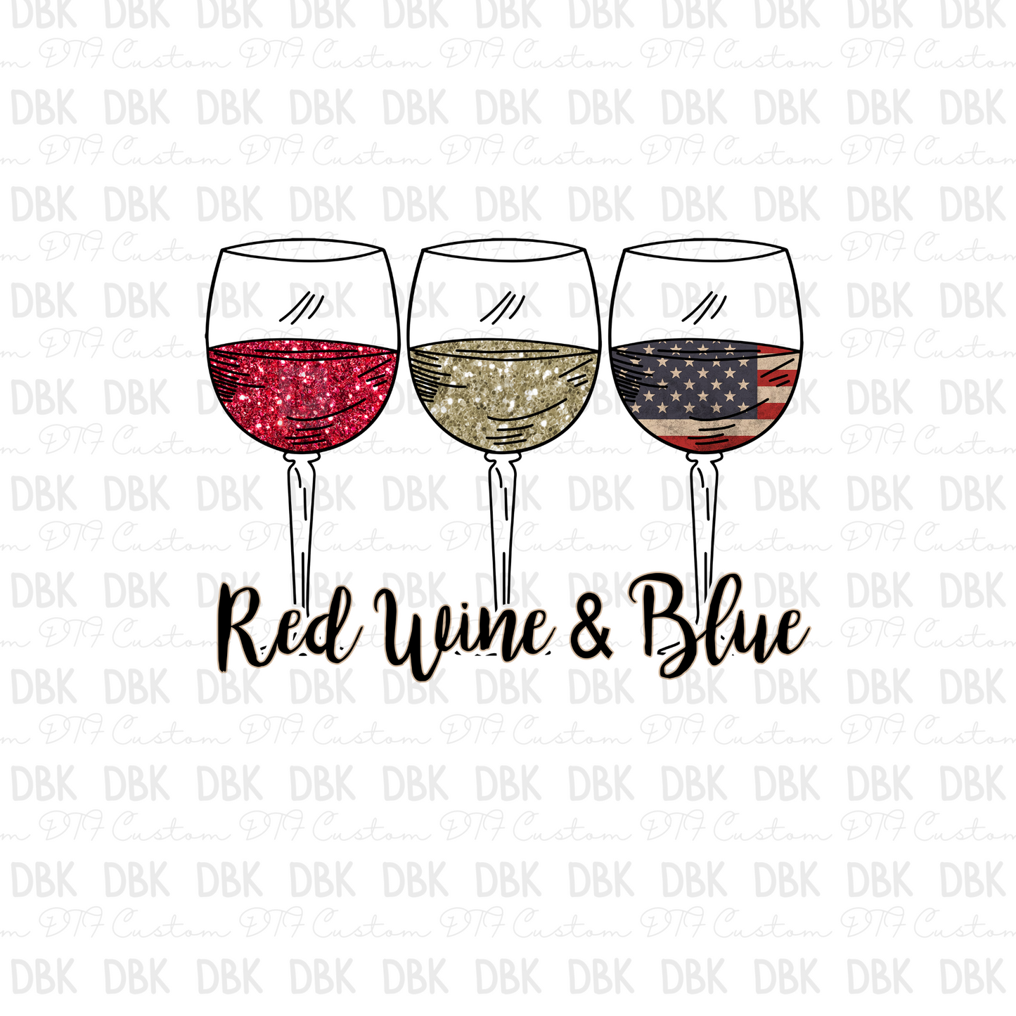 Red wine & blue DTF transfer R159