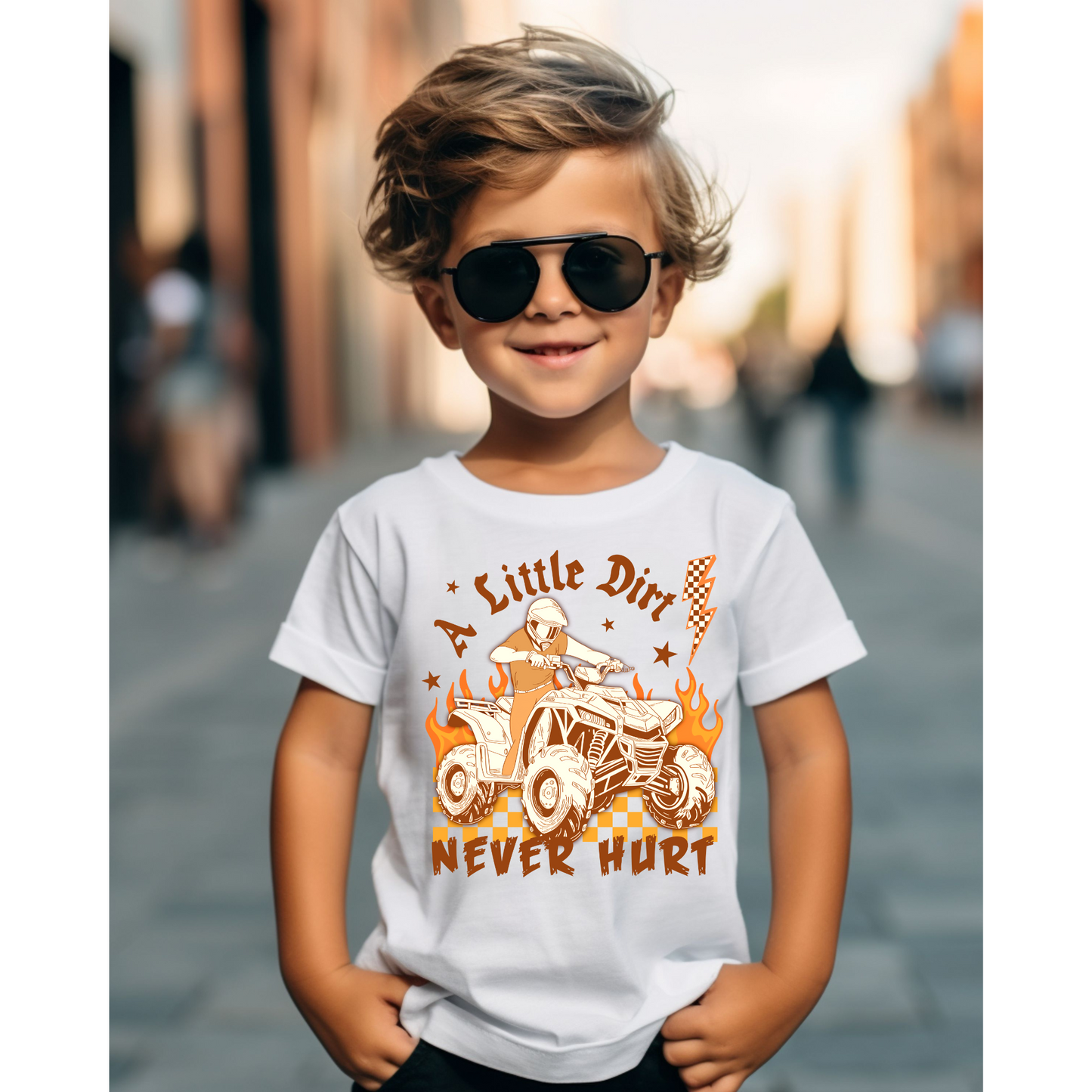 A little dirt never hurt yellow DTF transfer K78