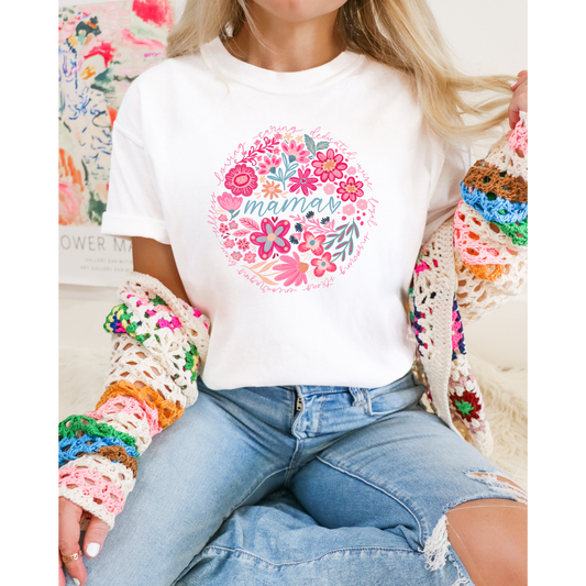 Mama Floral Pink DTF Transfer N269