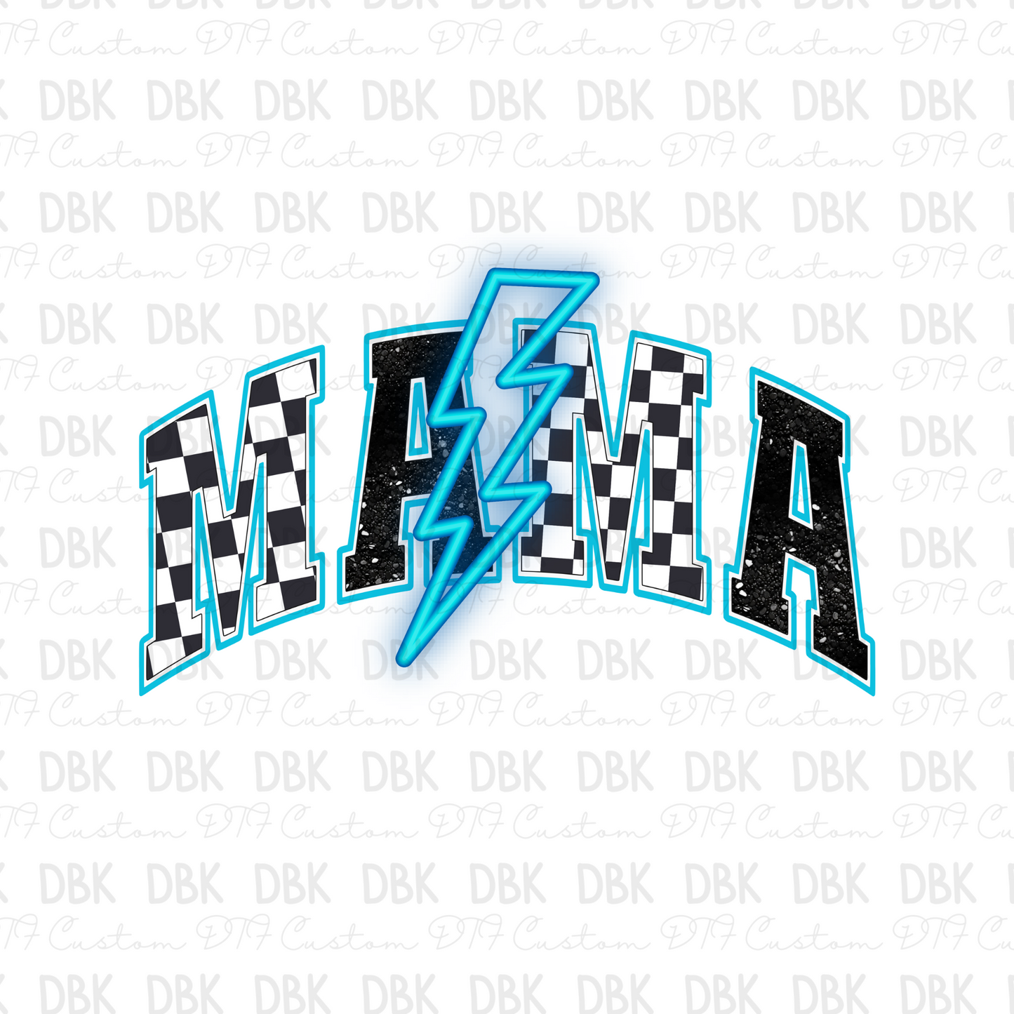Mama lightning bolt BLUE DTF transfer N191