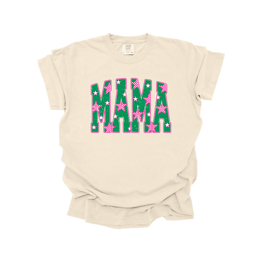 Green stars mama DTF Transfer