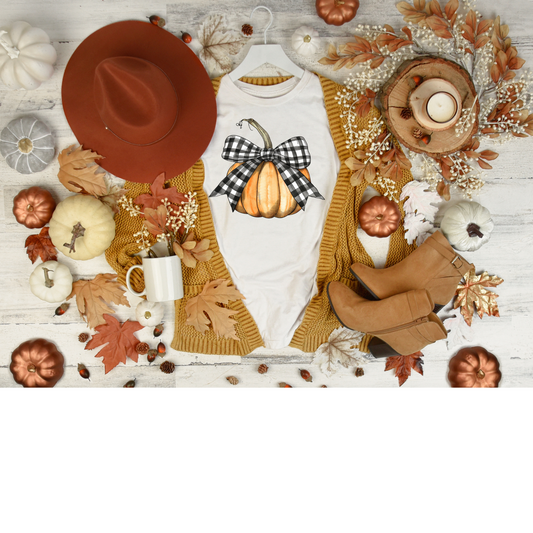 Black white check Pumpkin DTF transfer F59