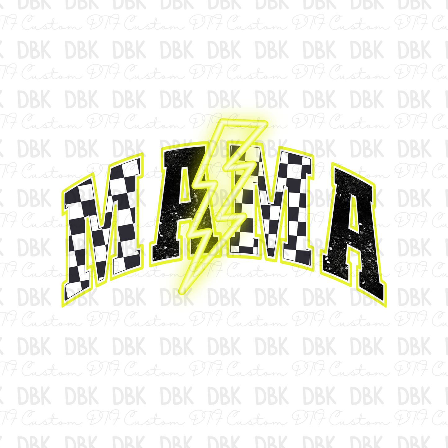 Mama lightning bolt YELLOW DTF transfer N190