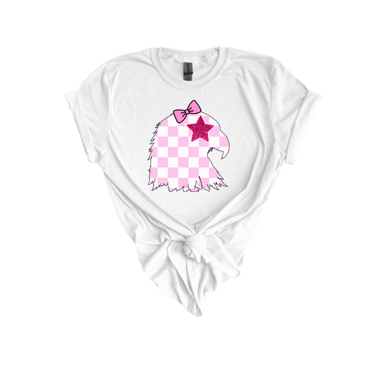 Checkered eagle pink DTF transfer K83