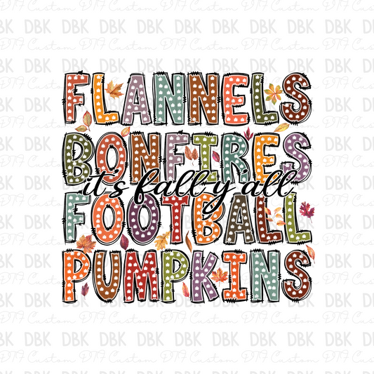 Flannels bonfires football pumpkins DTF Transfer F88