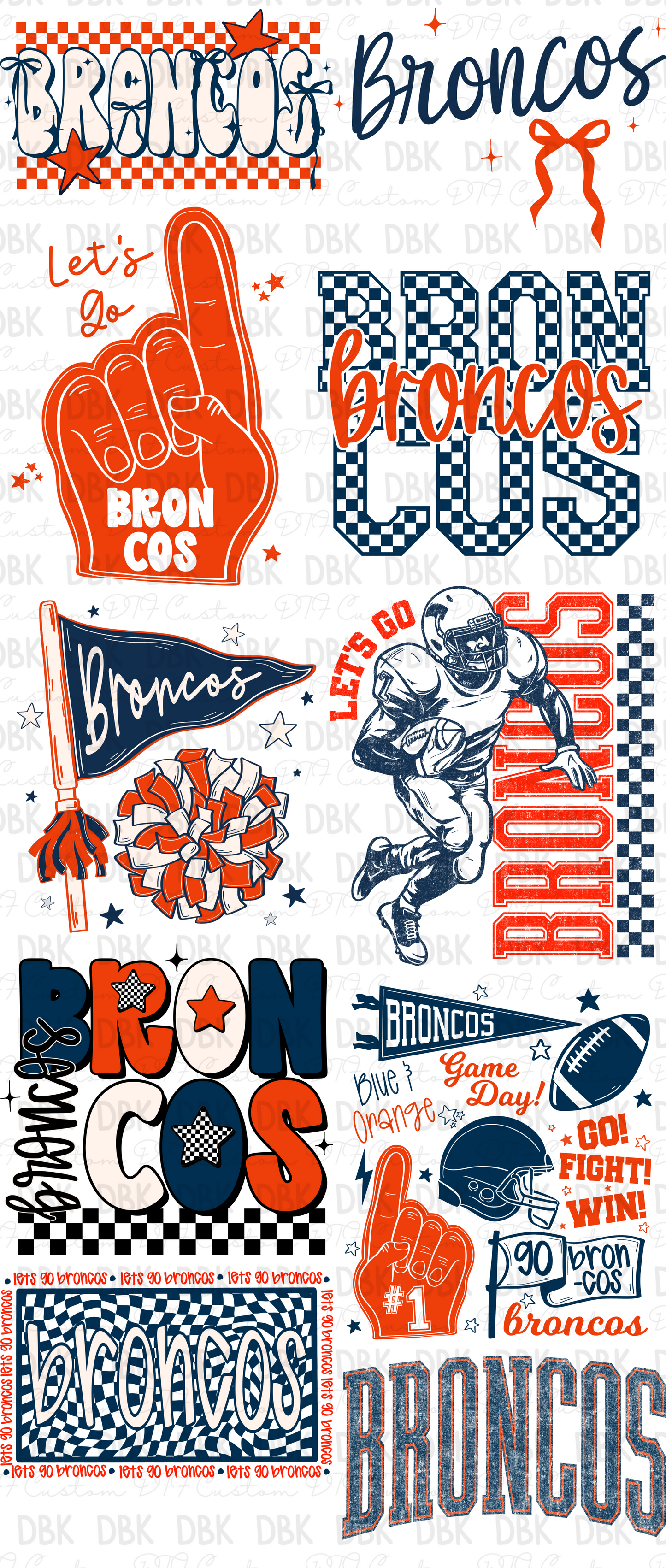 Broncos Pre-Made Gang Sheet