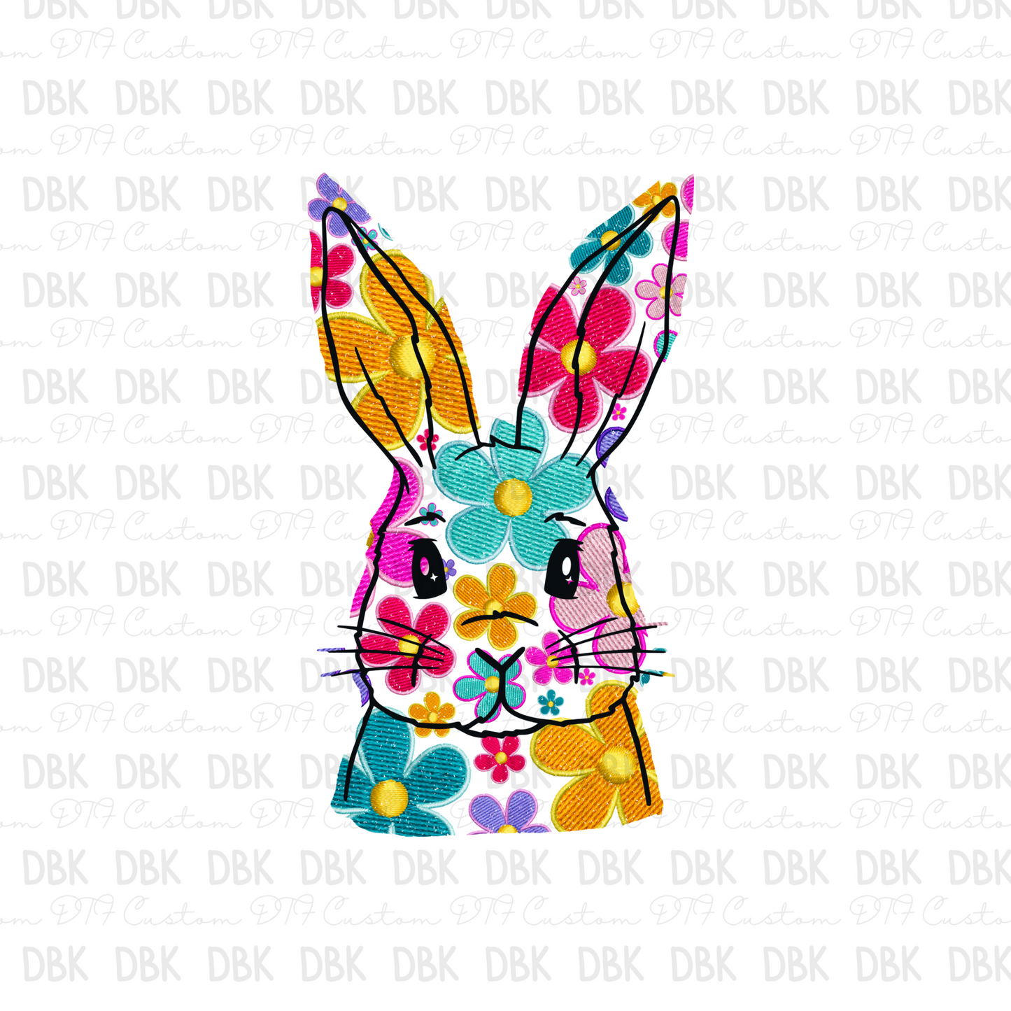 Floral Bunny DTF transfer W3