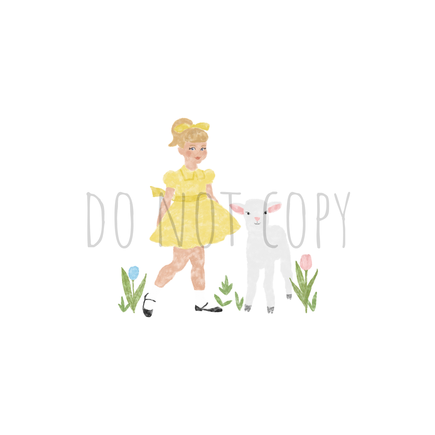 lamb yellow dress DTF transfer