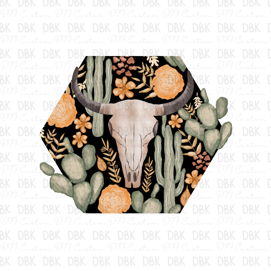 Boho hex skull DTF transfer