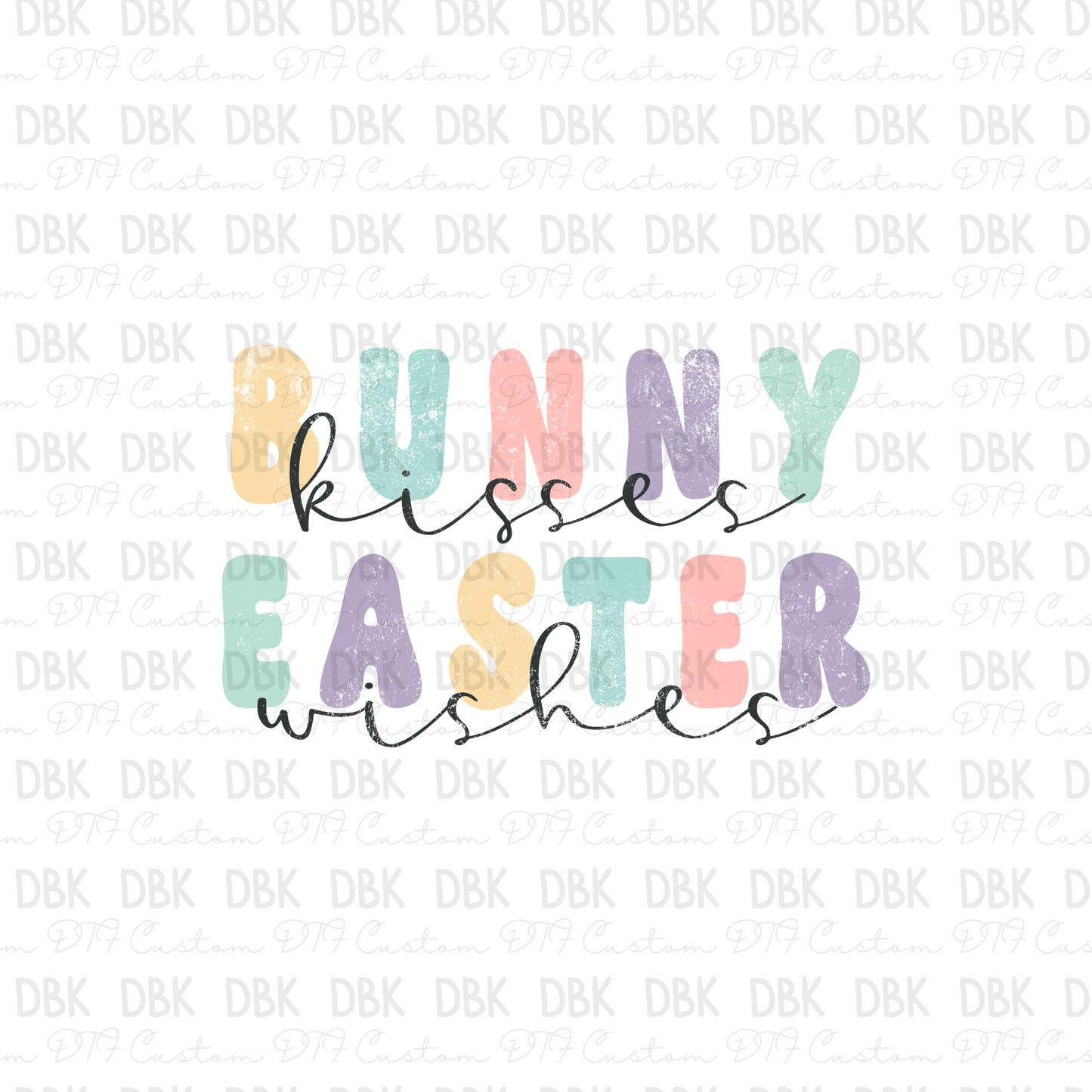 Bunny kisses easter wishes DTF Transfer W33
