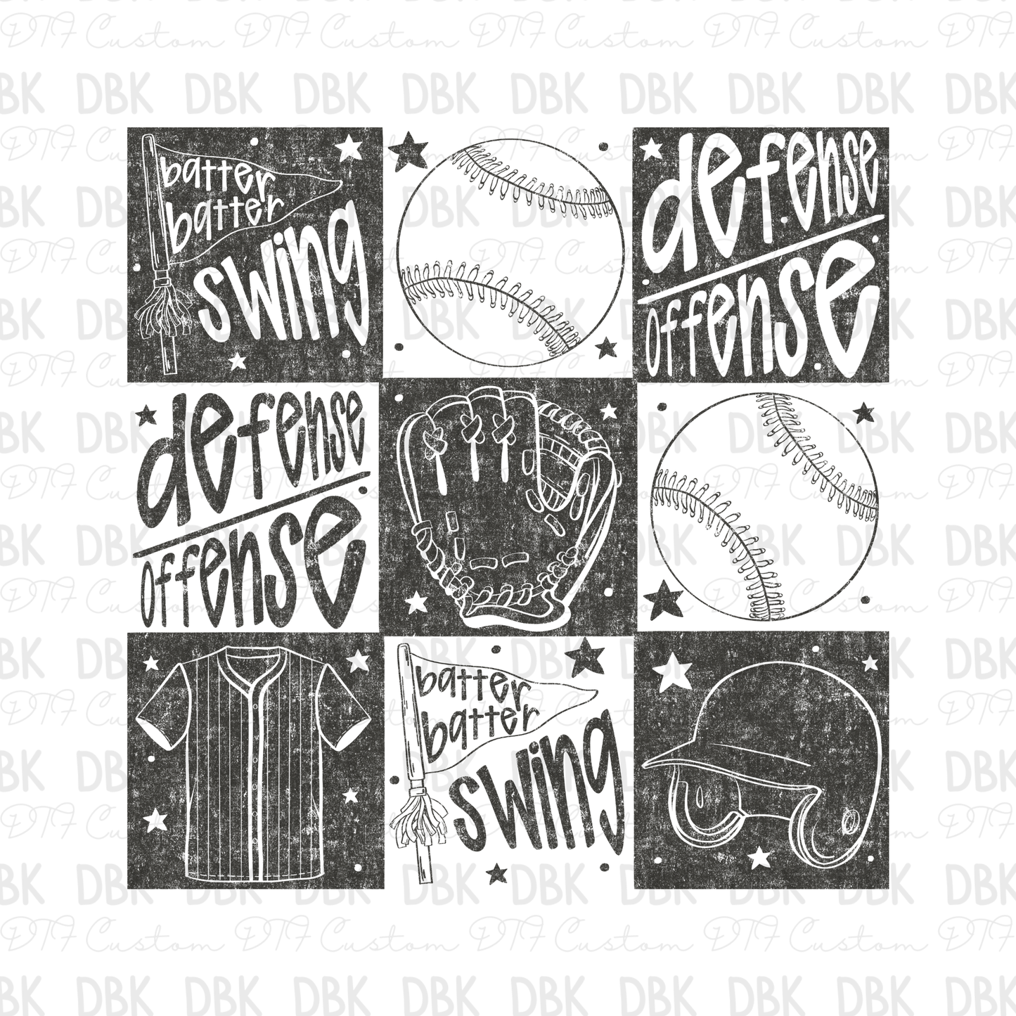 Baseball Things DTF Transfer GREY C207