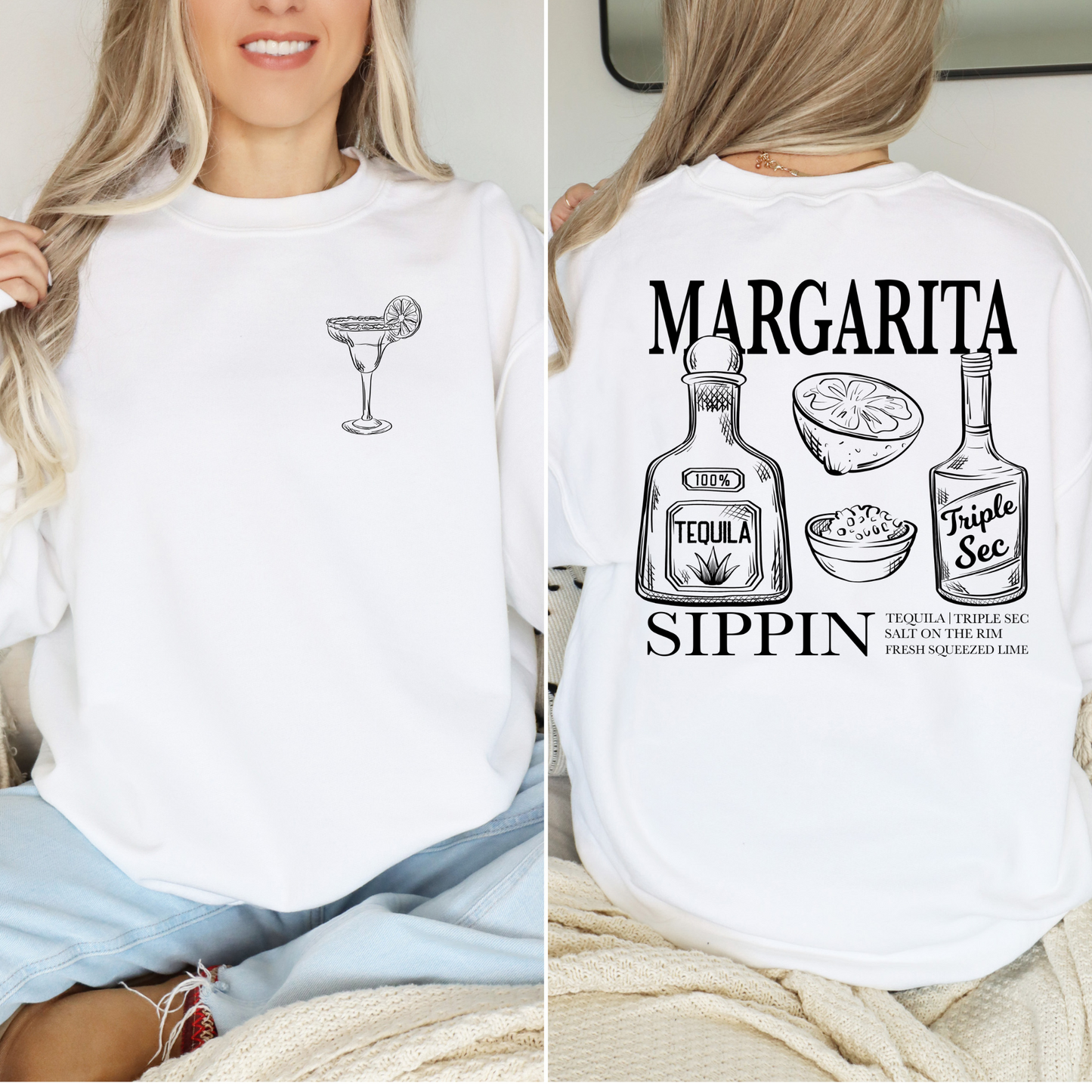 Margarita Sippin' DTF Transfer (don't forget to purchase the pocket) BLACK