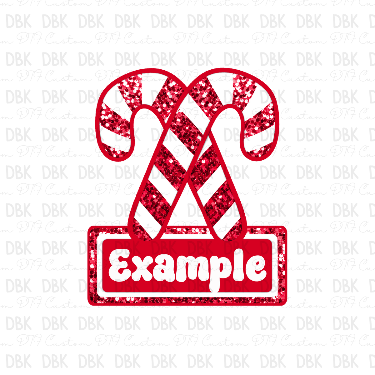 Red Candy Cane Christmas Custom name DTF Transfer ONLY