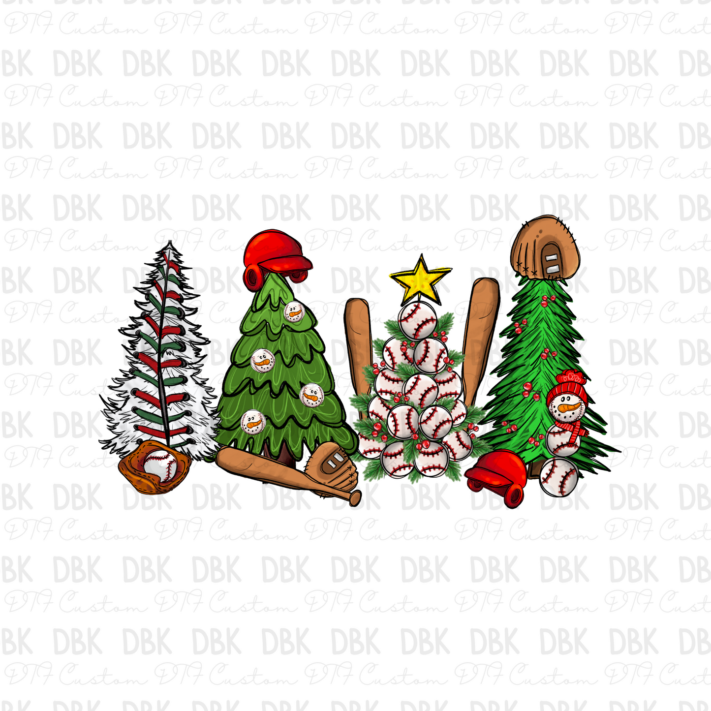 Christmas baseball DTF Transfer E167