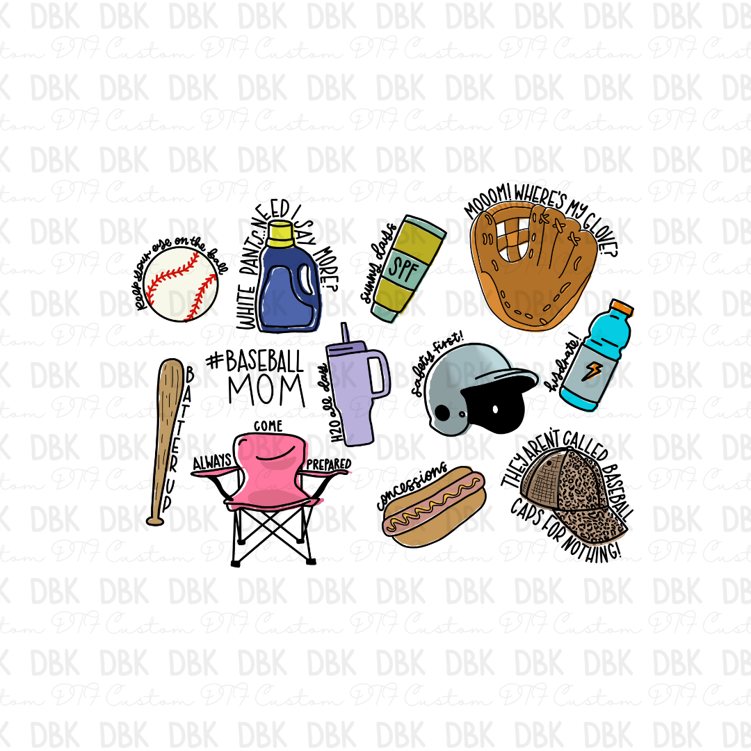 Baseball Things DTF transfer C16