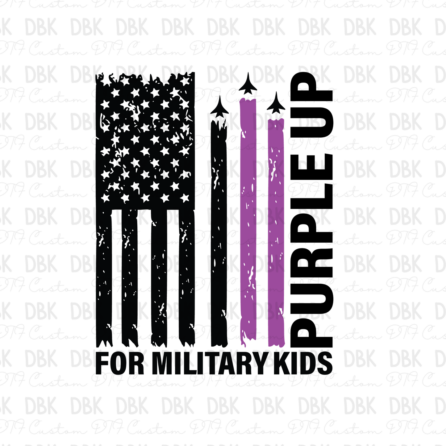 Purple up Flag DTF Transfer WHITE