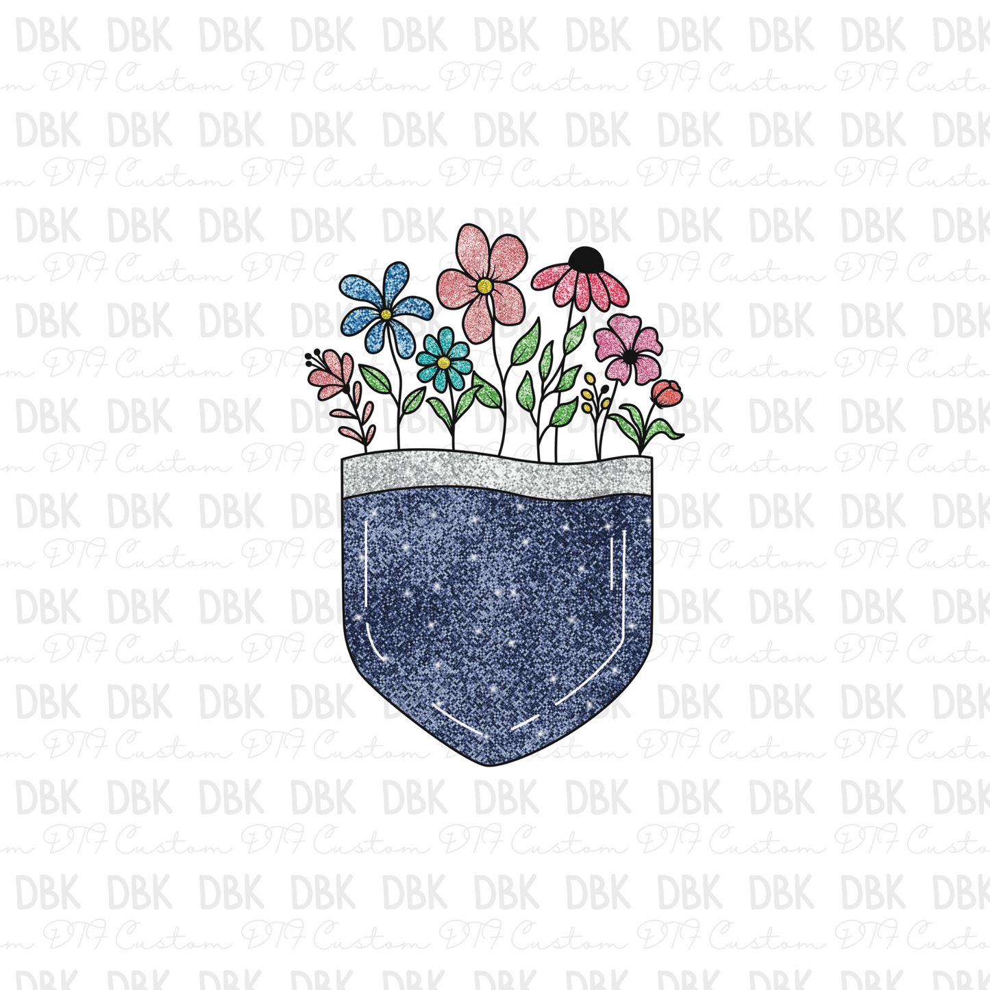 Floral pocket DTF Transfer