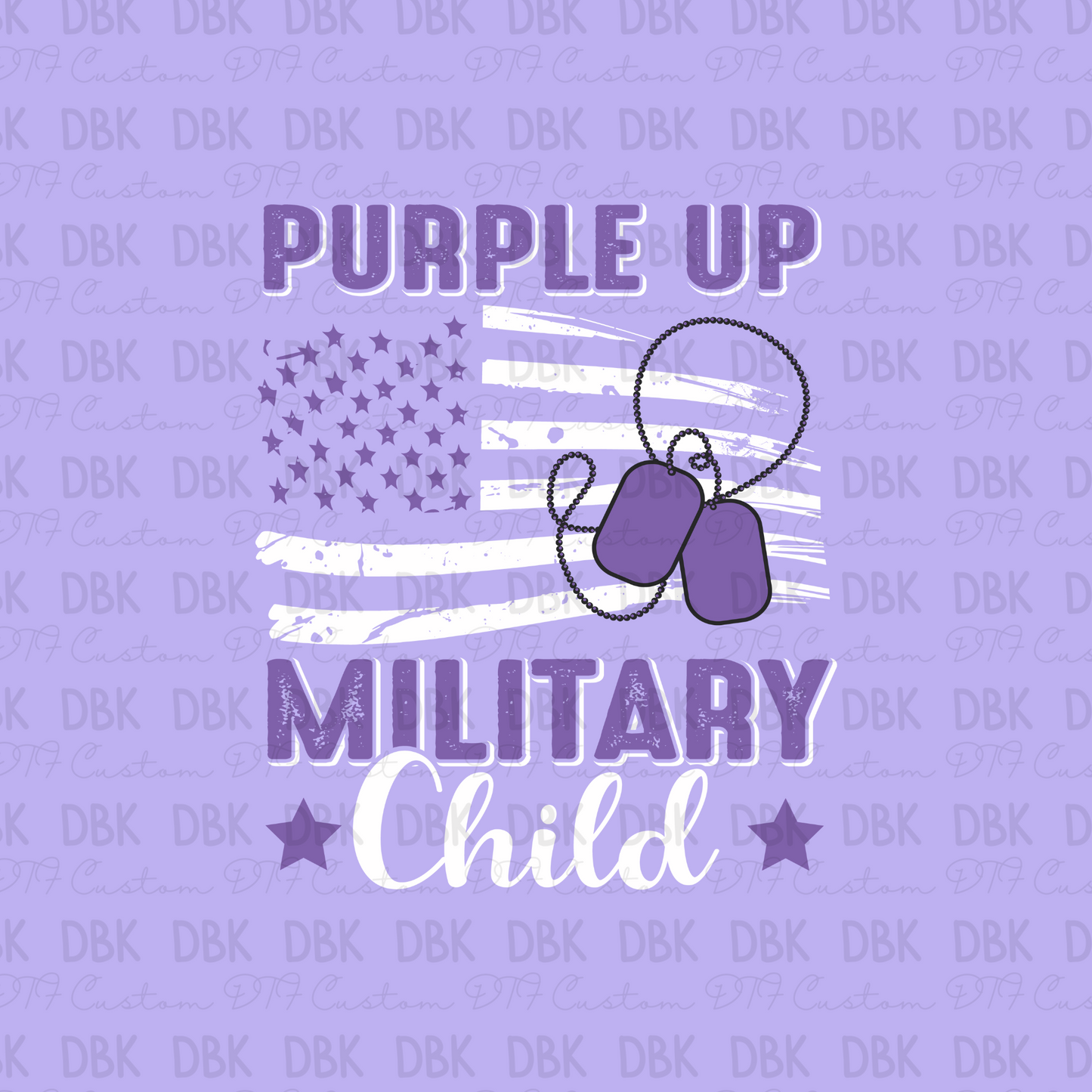 Purple up Military Child. DTF Transfer