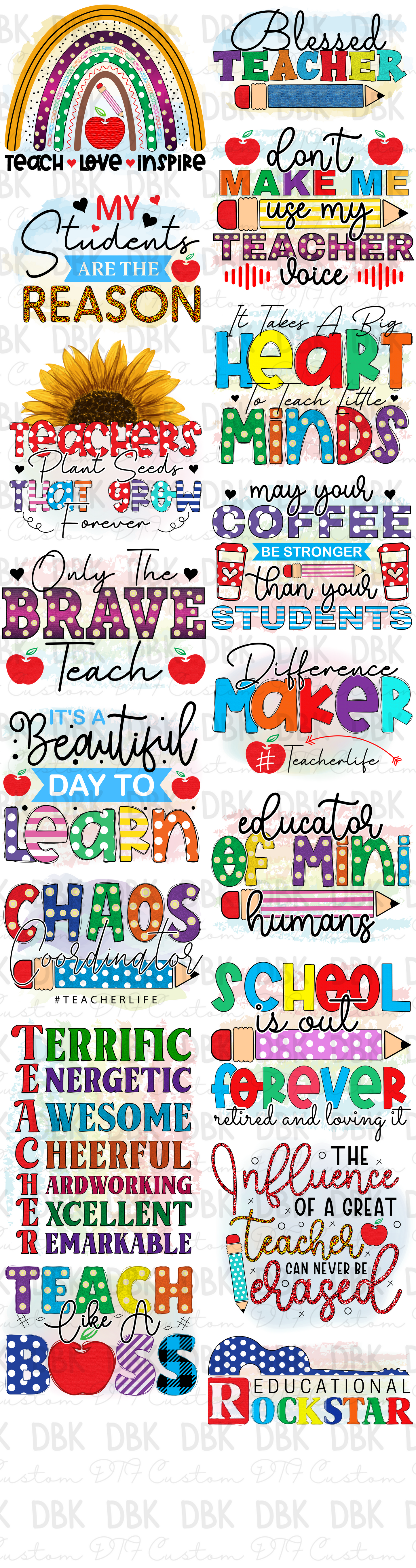 Teacher Pre-Made Gang Sheet P55