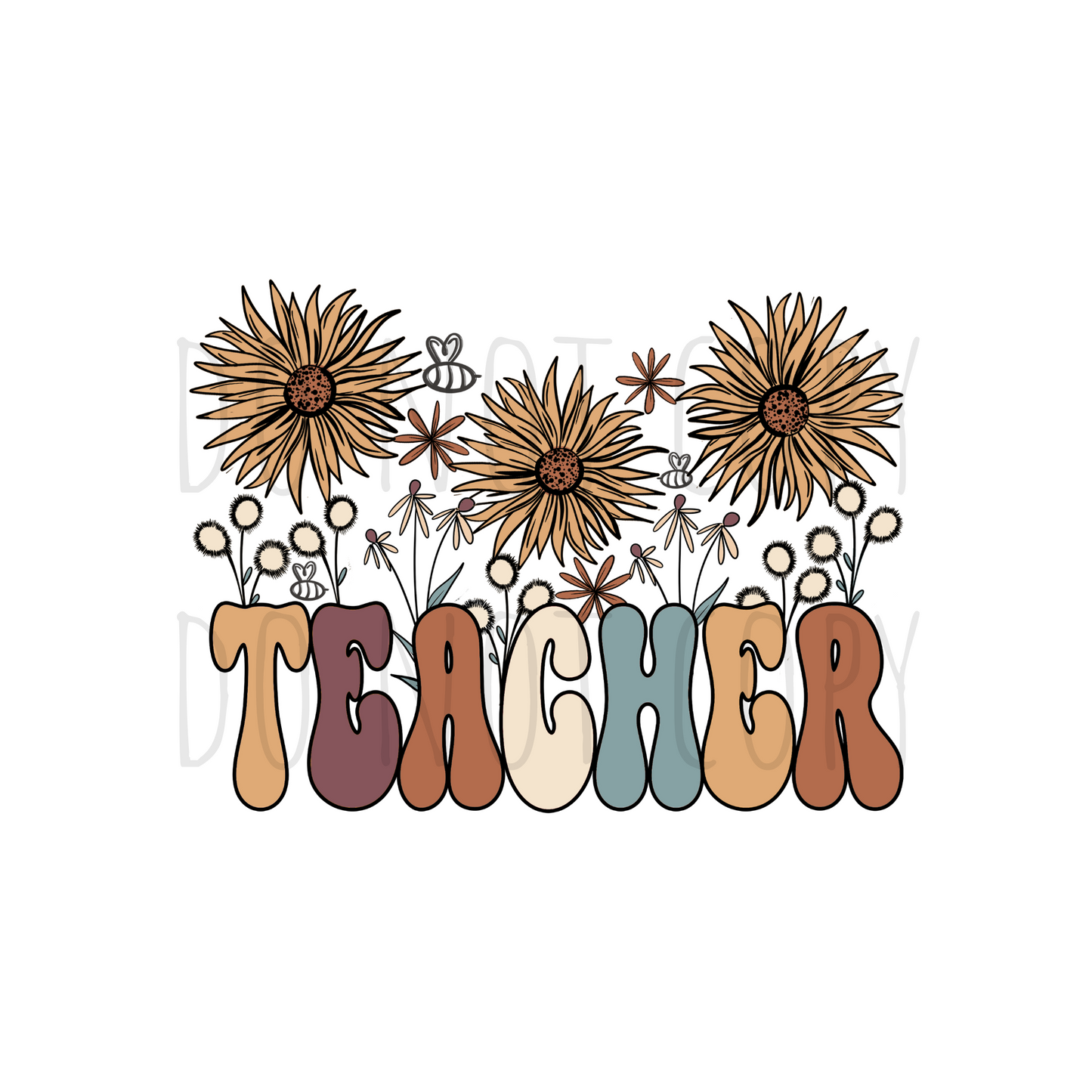 Boho teacher DTF transfer A34