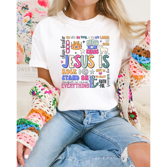 Jesus Is DTF Transfer Colorful FT51