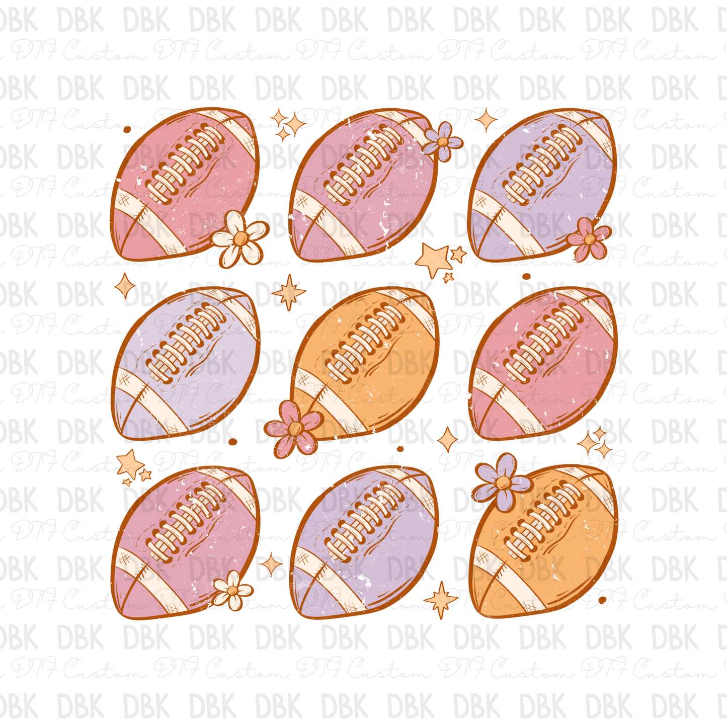 Pastel Footballs DTF Transfer C84