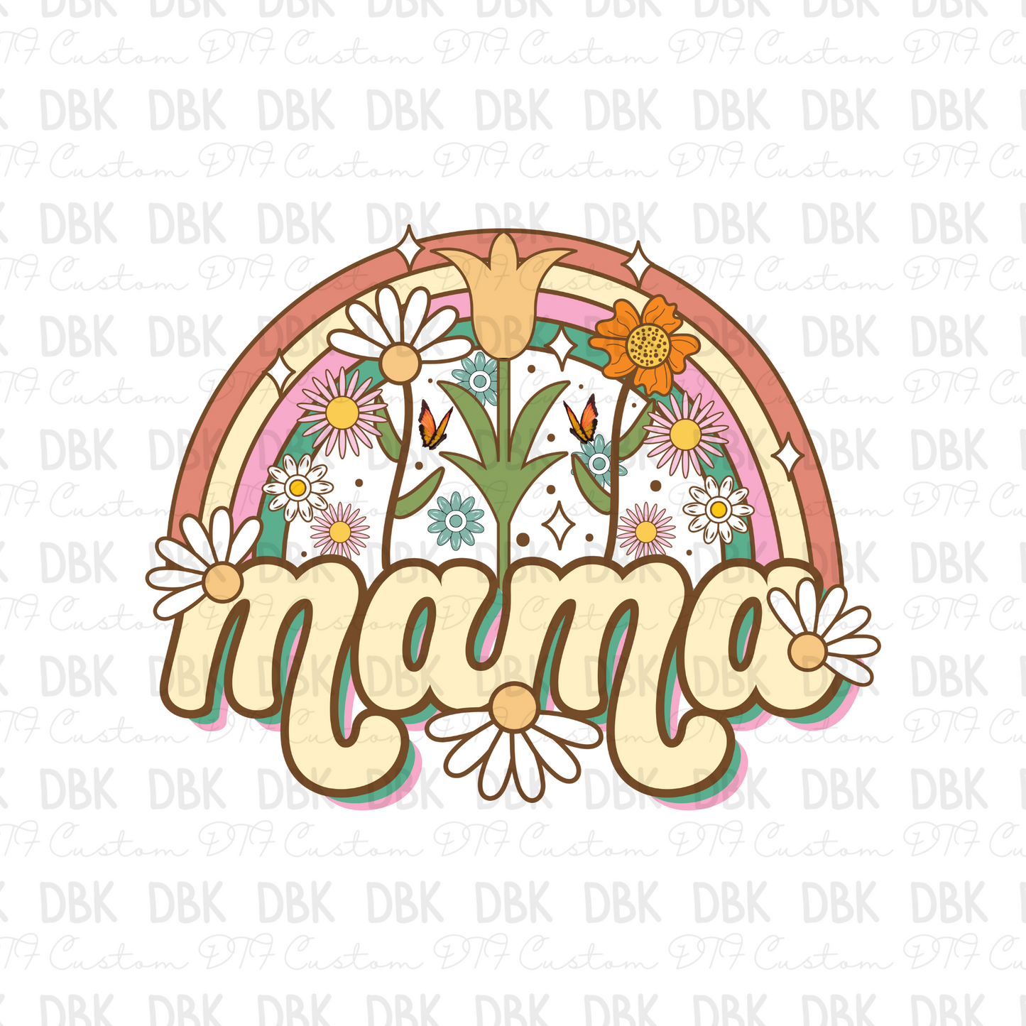 Mama rainbow DTF transfer N182