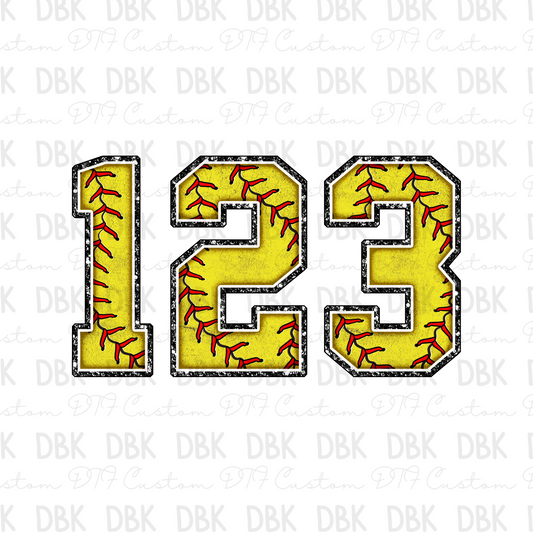 Softball Numbers DTF Transfer C127