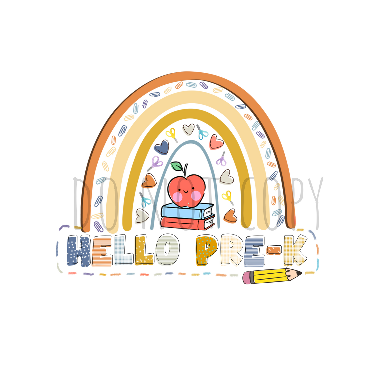 Hello Pre-K DTF transfer A106