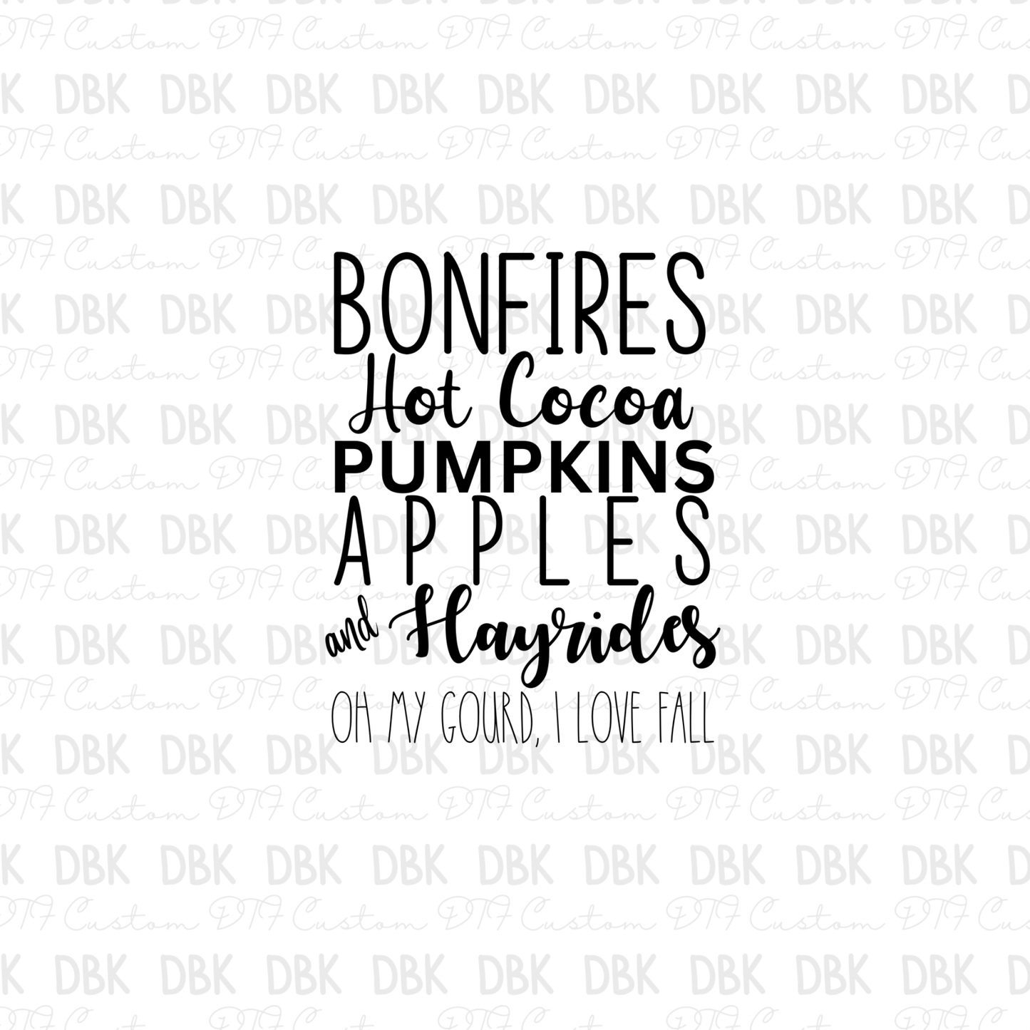 Bonfires Hot Cocoa DTF transfer F114