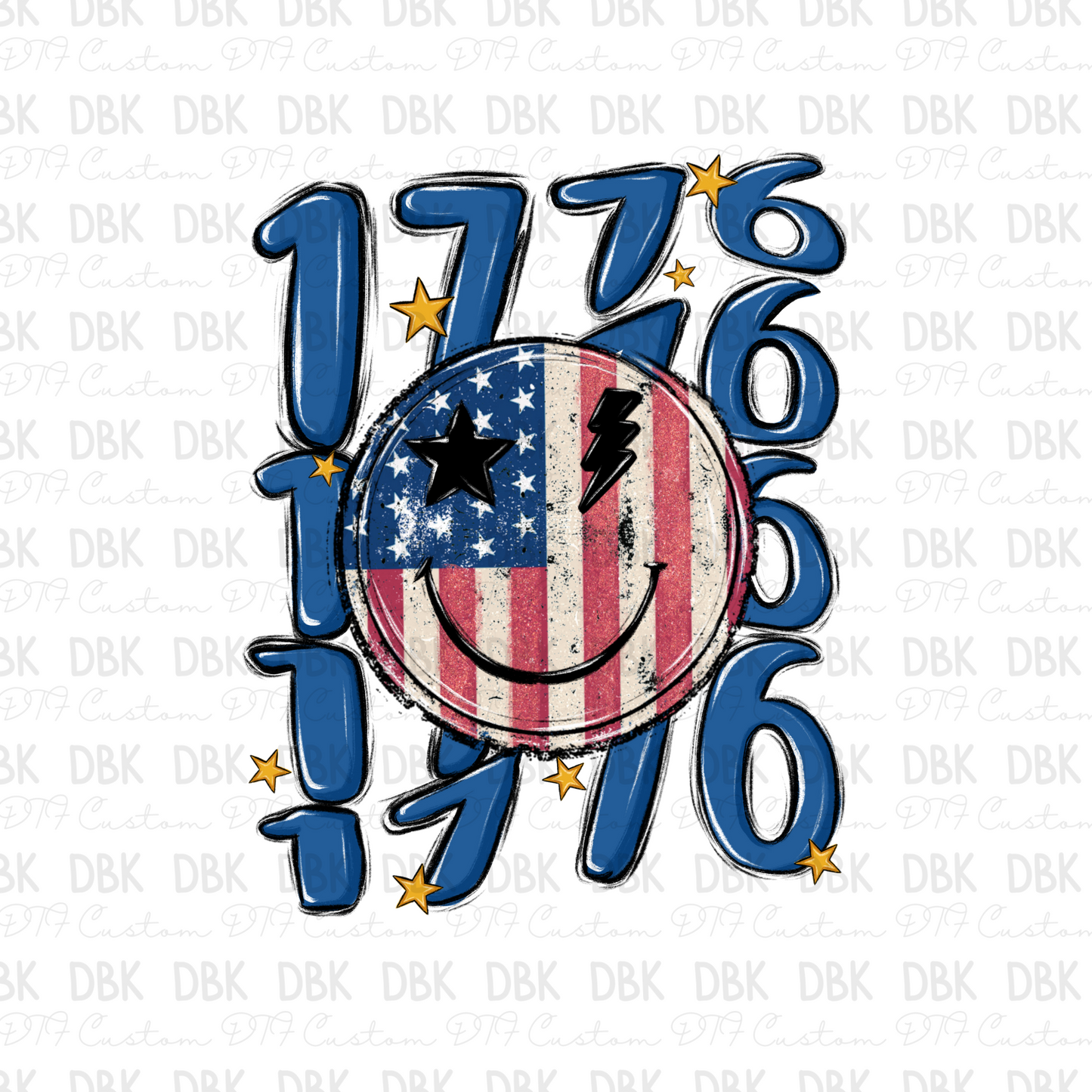 1776 smiley DTF Transfer R79