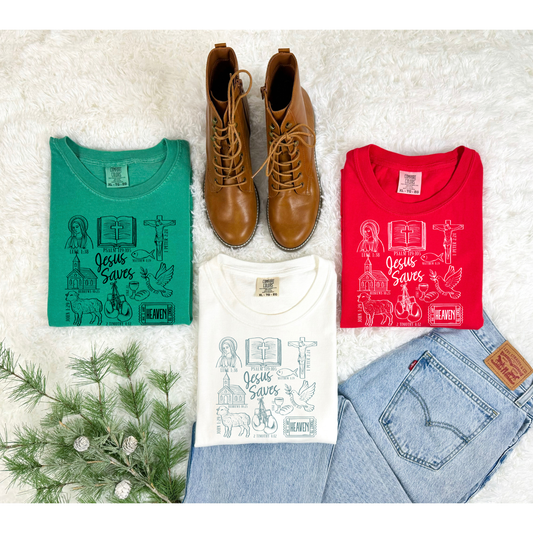 Jesus Saves Blue DTF Transfer