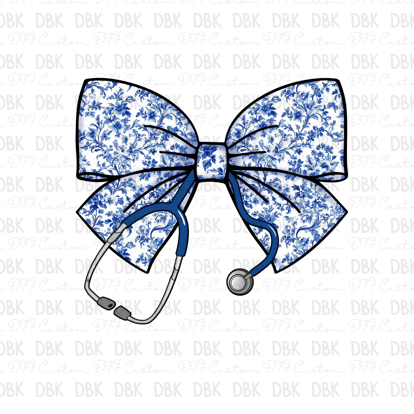 Blue Nursing Bow DTF Transfer