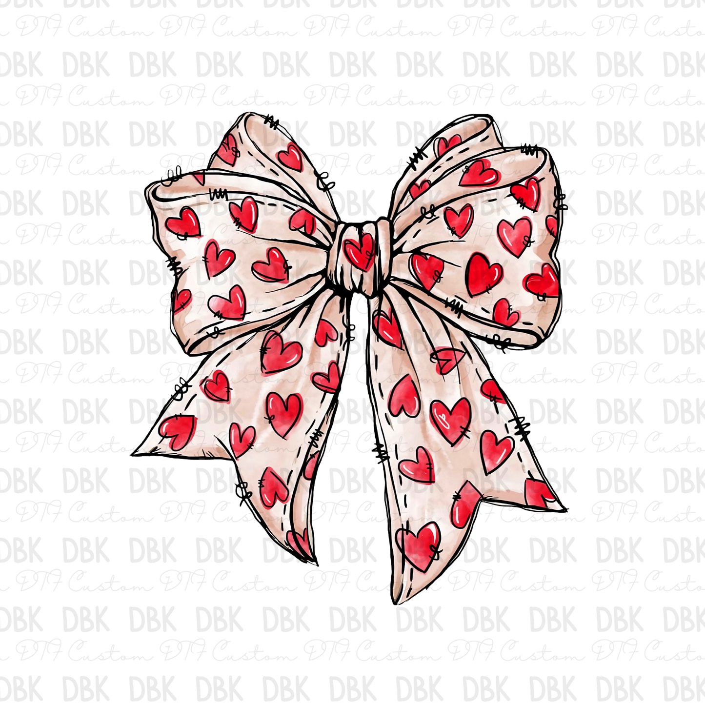 Valentine bow DTF Transfer